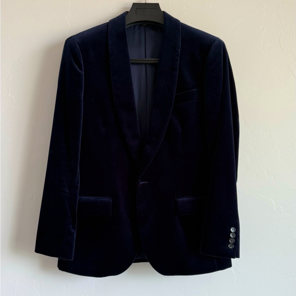 J. Crew Navy Blue Velvet Sport Coat with Notch Lapel